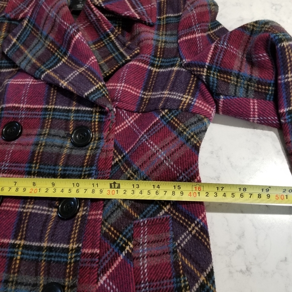🧥MODA INTERNATIONAL WOOL BLEND PLAID COAT - Picture 10 of 10